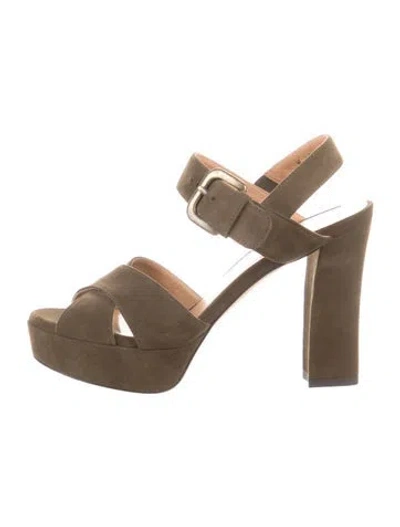 Pre-owned Stuart Weitzman Suede Slingback Pumps In Green