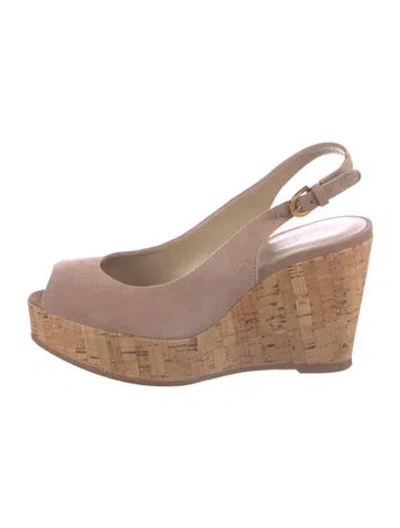 Pre-owned Stuart Weitzman Suede Slingback Pumps In Neutral