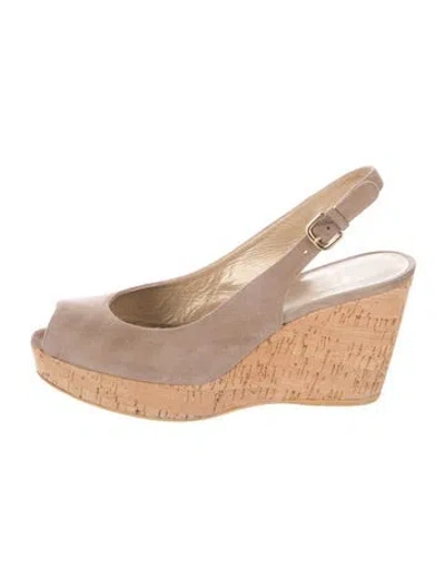 Pre-owned Stuart Weitzman Suede Slingback Pumps In Neutral