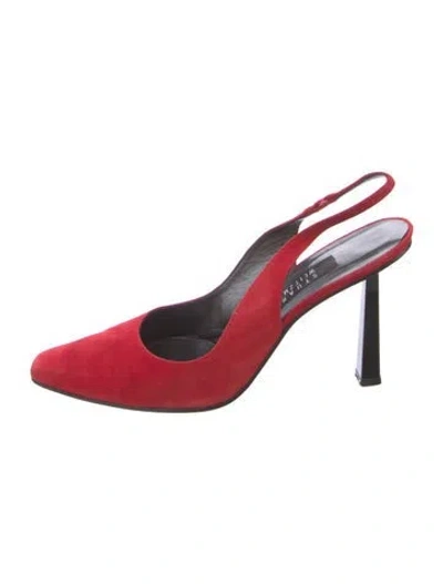 Pre-owned Stuart Weitzman Suede Slingback Pumps In Red