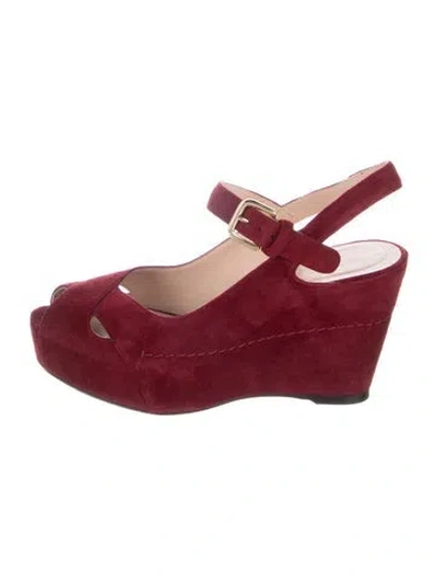 Pre-owned Stuart Weitzman Suede Slingback Pumps In Red