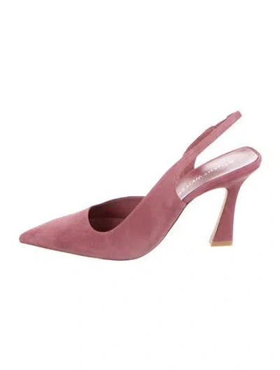 Pre-owned Stuart Weitzman Suede Slingback Pumps W/ Tags In Orange