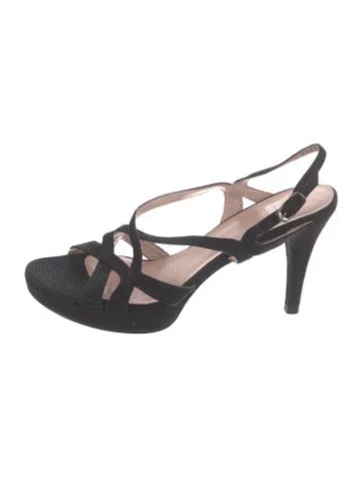 Pre-owned Stuart Weitzman Suede Slingback Sandals In Black