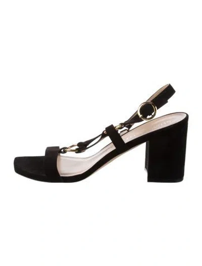 Pre-owned Stuart Weitzman Suede Slingback Sandals In Black