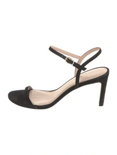 Pre-owned Stuart Weitzman Suede Slingback Sandals In Black