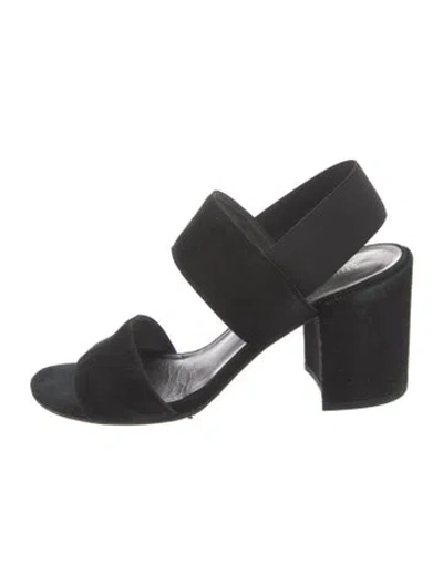 Pre-owned Stuart Weitzman Suede Slingback Sandals In Black