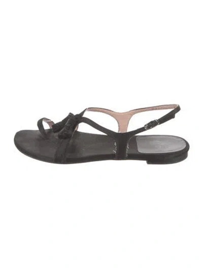 Pre-owned Stuart Weitzman Suede Slingback Sandals In Black