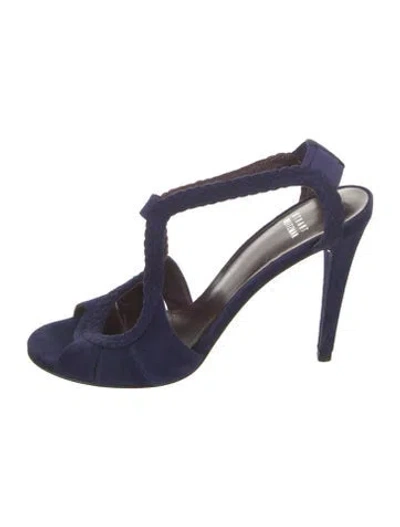 Pre-owned Stuart Weitzman Suede Slingback Sandals In Blue