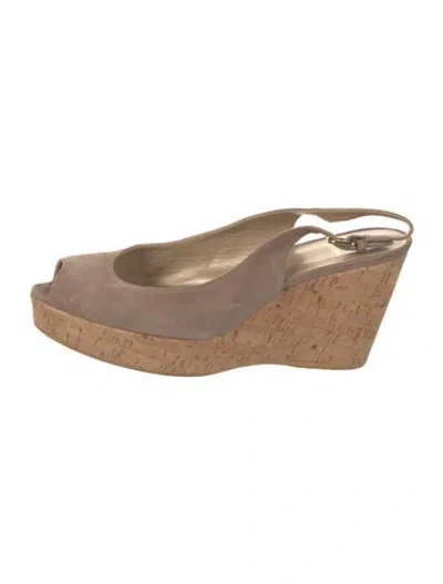 Pre-owned Stuart Weitzman Suede Slingback Sandals In Neutral