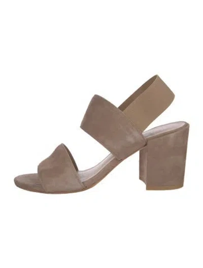 Pre-owned Stuart Weitzman Suede Slingback Sandals In Neutral