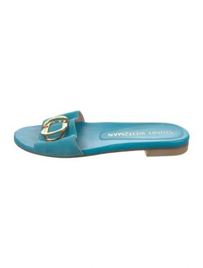 Pre-owned Stuart Weitzman Suede Slippers In Blue