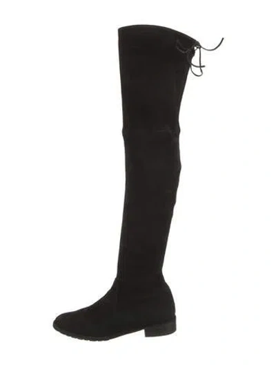 Pre-owned Stuart Weitzman Suede Slouch Boots In Black