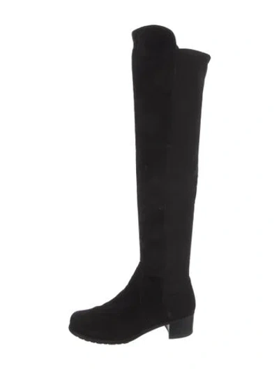 Pre-owned Stuart Weitzman Suede Slouch Boots In Black