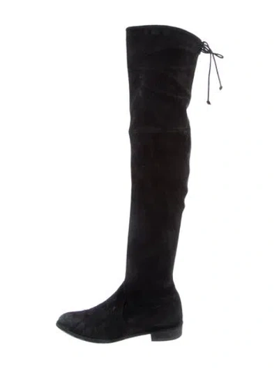 Pre-owned Stuart Weitzman Suede Slouch Boots In Black