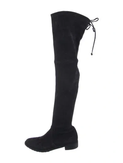 Pre-owned Stuart Weitzman Suede Slouch Boots In Black