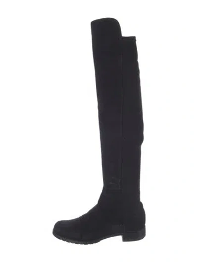 Pre-owned Stuart Weitzman Suede Slouch Boots In Black