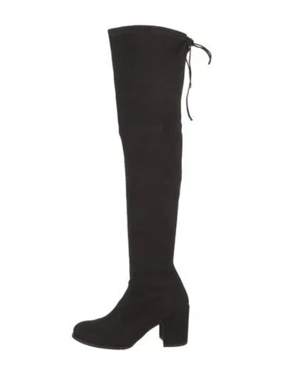 Pre-owned Stuart Weitzman Suede Slouch Boots In Black