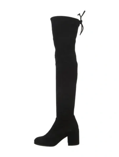 Pre-owned Stuart Weitzman Suede Slouch Boots In Black