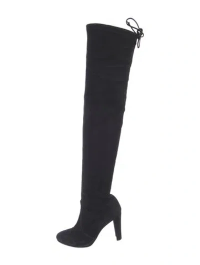 Pre-owned Stuart Weitzman Suede Slouch Boots In Black
