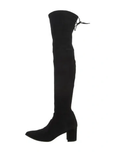 Pre-owned Stuart Weitzman Suede Slouch Boots In Black