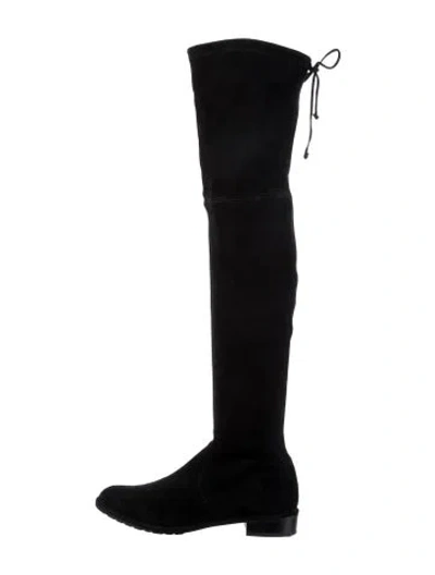 Pre-owned Stuart Weitzman Suede Slouch Boots In Black