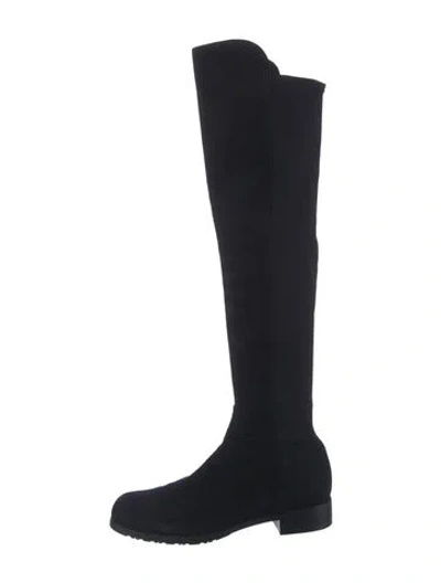 Pre-owned Stuart Weitzman Suede Slouch Boots In Black