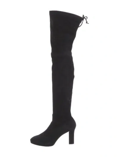 Pre-owned Stuart Weitzman Suede Slouch Boots In Black