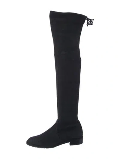 Pre-owned Stuart Weitzman Suede Slouch Boots In Black