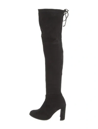 Pre-owned Stuart Weitzman Suede Slouch Boots In Black