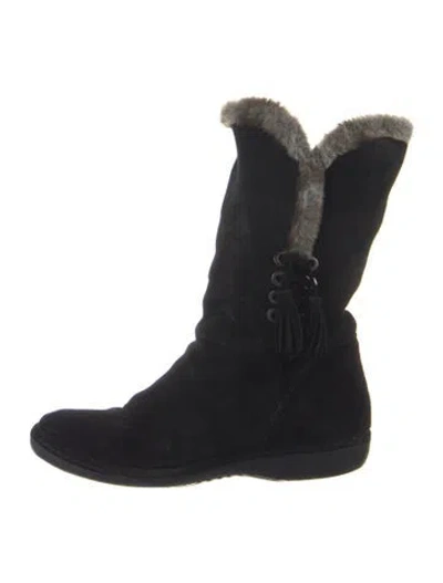 Pre-owned Stuart Weitzman Suede Slouch Boots In Black