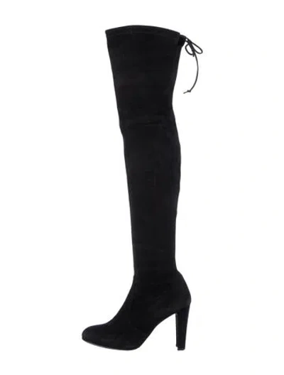 Pre-owned Stuart Weitzman Suede Slouch Boots In Black