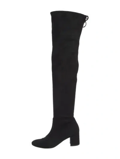 Pre-owned Stuart Weitzman Suede Slouch Boots In Black