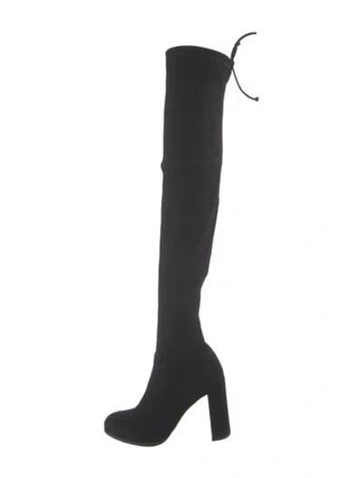 Pre-owned Stuart Weitzman Suede Slouch Boots In Black
