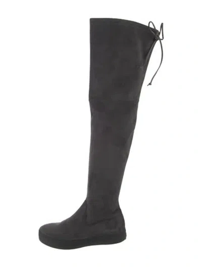 Pre-owned Stuart Weitzman Suede Slouch Boots In Black