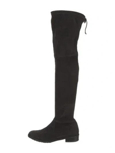 Pre-owned Stuart Weitzman Suede Slouch Boots In Black