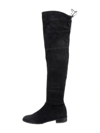 Pre-owned Stuart Weitzman Suede Slouch Boots In Black