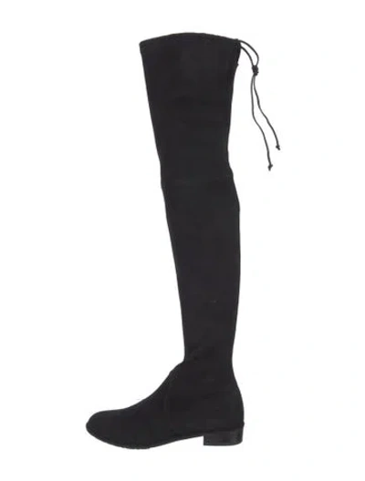 Pre-owned Stuart Weitzman Suede Slouch Boots In Black