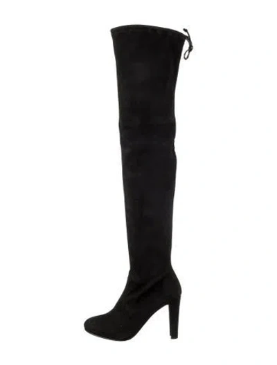 Pre-owned Stuart Weitzman Suede Slouch Boots In Black
