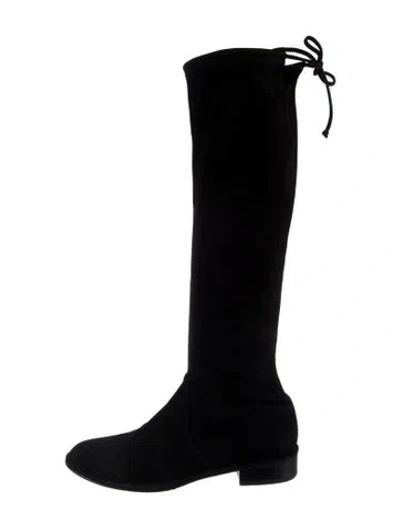 Pre-owned Stuart Weitzman Suede Slouch Boots In Black