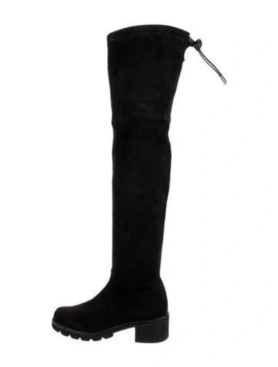 Pre-owned Stuart Weitzman Suede Slouch Boots In Black