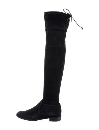 Pre-owned Stuart Weitzman Suede Slouch Boots In Black