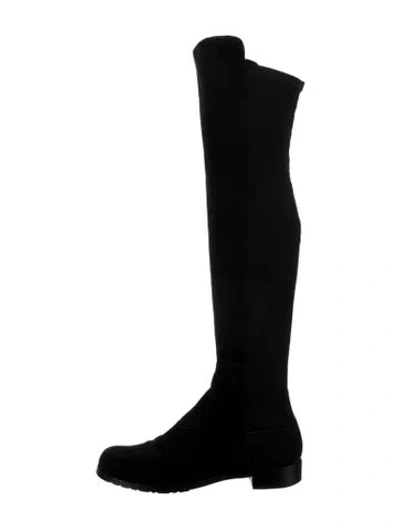 Pre-owned Stuart Weitzman Suede Slouch Boots In Black