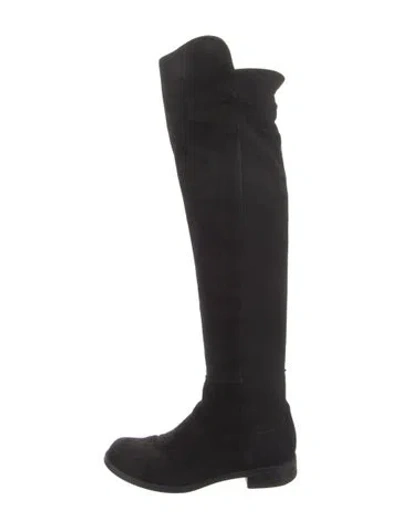 Pre-owned Stuart Weitzman Suede Slouch Boots In Black