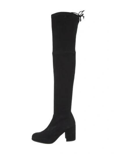 Pre-owned Stuart Weitzman Suede Slouch Boots In Black