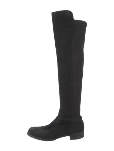 Pre-owned Stuart Weitzman Suede Slouch Boots In Black