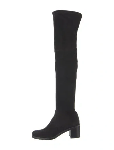 Pre-owned Stuart Weitzman Suede Slouch Boots In Black