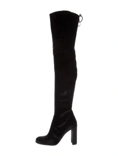Pre-owned Stuart Weitzman Suede Slouch Boots In Black