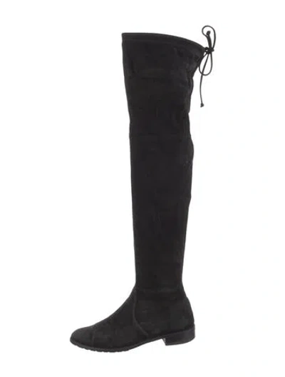 Pre-owned Stuart Weitzman Suede Slouch Boots In Black