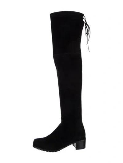 Pre-owned Stuart Weitzman Suede Slouch Boots In Black