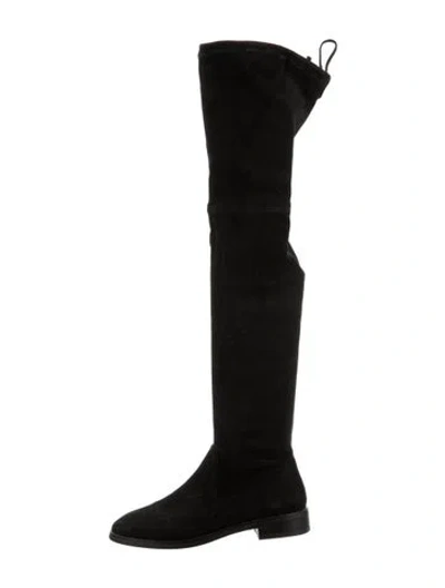 Pre-owned Stuart Weitzman Suede Slouch Boots In Black